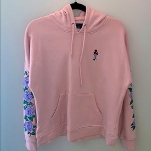 Light pink EMPYRE hoodie w/lavender rose details